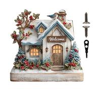Porta per il muro - Decorazione di Halloween di Natale | Segno di parete per vacanze in legno con portapacchi a, segno a forma di casa 2D con ganci per borse di cappelli sciarpe ingresso