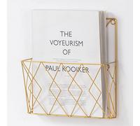 Porta per rivista per il bagno, supporto per montaggio a parete in filo in ferro d'oro, supporto per la rivista murale per il documento dei giornali dei giornali del dormitorio della scuola