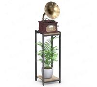 Porta Piante da Interno, 2 Livelli Supporti Piante, Sgabello Pianta Retrò, Espositore Fiori, 80 cm Scaffale Porta Piante Metallico per Soggiorno Decorativo, Camera da letto-Grigio-solo stand di piante