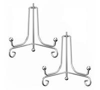Porta Piatti, 2 Pezzi Piedistallo Supporto Cavalletto, Segnaposto per Battesimo & Laurea, per Foto, Cornici, Libri di Cucina, Tablet e Arte, Esposizione, Vetrinetta Espositiva, 6 Pollice Argento