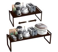Porta piatti e porta stoviglie allungabile,mensole cucina salvaspazio,ripiani salvaspazio cucina, organizer credenza, cibo e utensil per salvaspazio Organizer in metallo (Marrone, 20.5*20*36~60cm)
