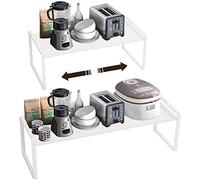 Porta piatti e porta stoviglie allungabile mensole cucina salvaspazio ripiani salvaspazio cucina organizer credenza cibo e utensil per salvaspazio Organizer in metallo Bianco 30*23*36~60cm