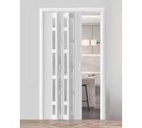 Porta pieghevole a fisarmonica in PVC acrilico satinato, chiusura magnetica per una facile installazione, ideale per armadio armadio cucina divisorio