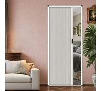 Porta pieghevole a fisarmonica personalizzata, bianca, per bagno, doccia, cucina, dispensa, include maniglia di blocco superiore/guida inferiore (66 x 101,6 cm)