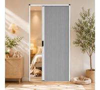 Porta pieghevole a scomparsa a binario ultrabasso | Fermeture magnétique, cadre en aluminium durable avec roulettes en laiton(Gray,75x80in (190.5x203cm))