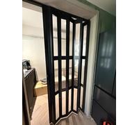 Porta Pieghevole a Soffietto Nera - Porta Interna Scorrevole in PVC, divisorio Multiplo per corridoio e Bagno, a Prova di Animali Domestici con Serrature magnetiche (119 cm x 203 cm / 46,9 p