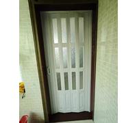 Porta pieghevole da 203,2 cm, effetto rovere alto, porta scorrevole con vetro acrilico smerigliato, per camera da letto, armadio e corridoio, cancello interno pieghevole (137,2 x 203,2 cm)