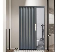 Porta pieghevole in alluminio grigio impermeabile isolato a fisarmonica divisorio per corridoi doccia camera da letto termico e salvaspazio (117 x 203 cm)