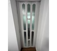 Porta pieghevole in PVC con venature del legno e telaio in alluminio, soluzione salvaspazio per corridoio, bagno, armadio e cucina