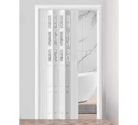 Porta pieghevole interna in PVC con finestra e maniglia in acrilico, soluzione scorrevole salvaspazio per bagno e divisorio