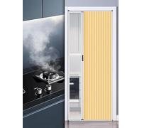 Porta pieghevole scorrevole con telaio in alluminio e pannello non tessuto, installazione senza trapano e doppia maniglia per divisorio in cucina, camera da letto, ingresso