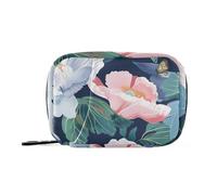 Porta-pillole con fiori e foglie verdi bianche con scomparti staccabili, comodo organizer per medicine