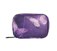 Porta-pillole viola con farfalle volanti e scomparti staccabili, comodo organizer da viaggio