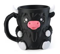 Porta pinta per gelato con mucca, stampa 3D da 453,6 g, con manico antigelo, slot per cucchiaio e design a tenuta stagna, copertura per vasca con animali per amanti delle mucche e regali (nero)