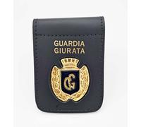 PORTA PLACCA IN PELLE CON CLIP E PLACCA DORATA GUARDIA GIURATA VEGA HOLSTER