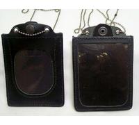 PORTA PLACCA UNIVERSALE PORTA DISTINTIVO DA COLLO NERO PELLE TESSERA CATENELLA