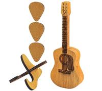 Porta plettri in legno con supporto, a forma di chitarra, con 3 plettri, custodia personalizzata per plettri, regalo unico per amanti della chitarra e musicisti