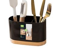 Porta Posate Scolapiatti Per Lavello | Organizzatore Con Scomparti Per Cucchiai, Forchette, Bacchette Utensili | Design Di Drenaggio Rapido Realizzato In PP Legno, Ideale Coppia