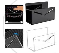 Porta posta in acrilico e portalettere per organizzare la scrivania, materiale trasparente spesso 3 mm con cuscinetti antiscivolo, organizer per buste per ufficio e casa (nero)