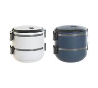 Porta pranzo DKD Home Decor Azzurro Bianco Grigio scuro Acciaio inossidabile