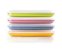 IBILI - Set di 4 contenitori per salsicce e salumi, 4 contenitori da 24,8 x 14,4 x 3,3 cm, in plastica priva di BPA, riutilizzabile, giallo + rosso + verde + blu