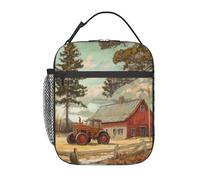 Porta pranzo isolato rustico a forma di trattore per bambini, ragazzi e ragazze, porta pranzo, borsa per il pranzo riutilizzabile in stile fattoria vintage per scuola, ufficio, lavoro, picnic, viagg
