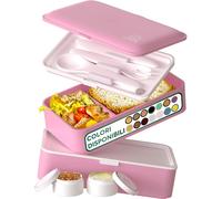 Porta Pranzo Lunch Box Ermetico 4 Scomparti e Posate Sicuro per Microonde