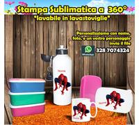 Porta pranzo merenda borraccia tazza personalizzato con nome spiderman scuola