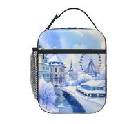 Porta pranzo riutilizzabile, a prova di perdite, portatile, isolato, per picnic, ufficio, escursionismo, pesca, Winter Street, Ruota panoramica, Mondo delle fiabe