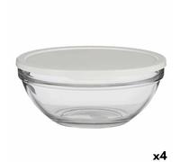 Porta Pranzo Rotondo con Coperchio Pasabahce Chefs Bianco 2,5 L [4 Unità]