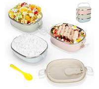 Porta Pranzo Termico,Bento Box per Alimenti con Design Ermetico, Contenitore per Pranzo da Ufficio e Viaggi, Lunch Box in Acciaio Inossidabile e PP Alimentare