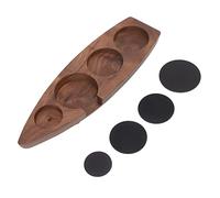 Porta pressino per caffè a forma di barca, stazione in legno per pressino da caffè, supporto in legno di noce con base antiscivolo e slot multi-strumento per bar, caffetteria e (51 mm)