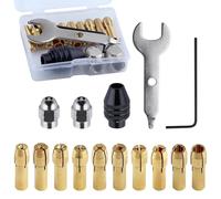Porta Punta,Adattatore In Acciaio Da 0.5-3.2mm Con - 15 Pezzi Mandrino per Utensili Rotanti,per Foratura Lavorazione Metalli Tornitura Incisione Officina Hobby