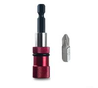 Porta punte magnetico in acciaio al cromo vanadio con codolo esagonale da 1/4" per trapano elettrico e cacciavite elettrico, confezione da 2 aste di prolunga (rosso)