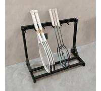 Porta Racchette da Tennis e Badminton, Supporto da Scaffale con Struttura in Metallo e Protezione in Spugna, Grande Capacità Fino a 12-16 Racchette, Espositore per Rastrelliera(Black)