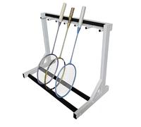 Porta Racchette da Tennis e Badminton, Supporto da Scaffale con Struttura in Metallo e Protezione in Spugna, Grande Capacità Fino a 12-16 Racchette, Espositore per Rastrelliera(White)