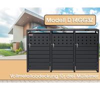 Porta Rifiuti D14GG3Z, Per 3 Con Due Sicurezze Contro Il Vento E I Furti - N