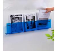 Porta riviste da ufficio lungo in acrilico - Supporto parete for giornali, e libri(Blue,100cm(39 3/8"))