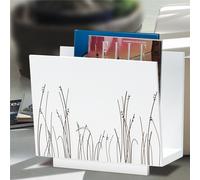 PORTA RIVISTE Rettangolare, Erba 33x22xh40 cm in Legno bianco con marcatura incisione colore scuro bianco