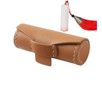 Porta rossetto - Custodia in pelle con fibbia e morbido | Piccola borsa cilindrica per balsamo labbra da donna | Custodia per rossetto per riporre e trasportare, Marrone chiaro, Refer to