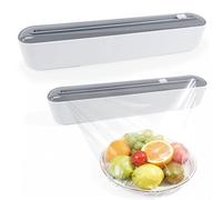 Porta Rotoli Alluminio e Pellicola con Ventosa, Taglia Pellicola da Cucina a Parete, Porta Pellicola e Aalluminio con Taglierina Scorrevole, Plastic Wrap Dispensador con Cutter Para Cocina(Bianco)