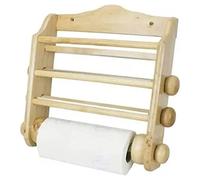 Porta Rotoli Cucina Da Parete Legno Chiaro 3 Posti Intaglio Cuore + Rotolo Carta