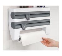 Porta Rotoli da Cucina 3 in 1 a Parete - Dispenser per Carta Assorbente, Pellicola e Alluminio - Installazione Semplice e Veloce, Taglio Preciso e Sicuro,Accessorio Cucina Salvaspazio, Must Have