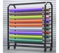 Porta Rotoli di Pellicola Regolabile e Resistente - Organizer Mobile in Acciaio con Ruote, Perfetto per pellicole per vetri Auto, Asta Appendiabiti Resistente per Un Facile Accesso e Uno STO