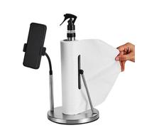 Porta Rotolo con Flacone Spray Integrato - Supporto Per Telefono Verticale, Robusto E Resistente | Porta Rotolo di Carta per Superficie di Appoggio,per Casa, Soggiorno, Cucina, Bagno, Ufficio e