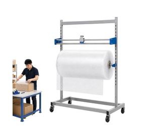 Porta-rotolo di pluriball con taglierina, per rotoli da 100 cm di larghezza | Distributore mobile per rotoli di pluriball, altezza regolabile, capacità 100 kg, taglierina scorrevole(A)