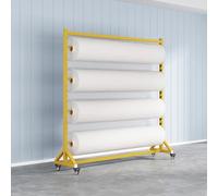 Porta rotolo in vinile, organizer mobile con asta di sospensione regolabile, supporto per rotolo in acciaio resistente per tessuti, tovaglie, pellicole per finestre e carta da parati (6 aste, 200x45x