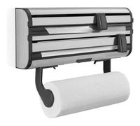 Leifheit Accessori - Portarotolo da cucina a parete, con taglierina, color nero/argento 25793