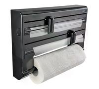 Leifheit portarotoli da parete Parat Black, porta carta cucina design moderno, tre rotoli, bordi taglio netti, porta carta cucina con forma ergonomica, porta rotolo da cucina nero
