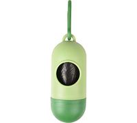 porta sacchetti cane - Rox Verde - contenitore in plastica PP - chiusura a vite - moschettone pratico - 1 rotolo incluso - Flamingo